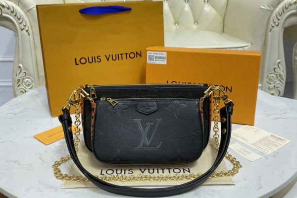 Replica Louis Vuitton M58520 LV Multi Pochette Accessoire in Black Monogram Empreinte leather