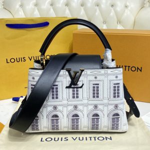 Replica Louis Vuitton M42258 LV Capucines MM handbag in Printed matte calf leather