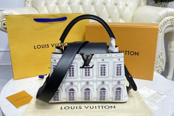 Replica Louis Vuitton M42258 LV Capucines MM handbag in Printed matte calf leather