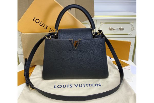 Replica Louis Vuitton M42259 LV Capucines MM handbag in Black Taurillon leather