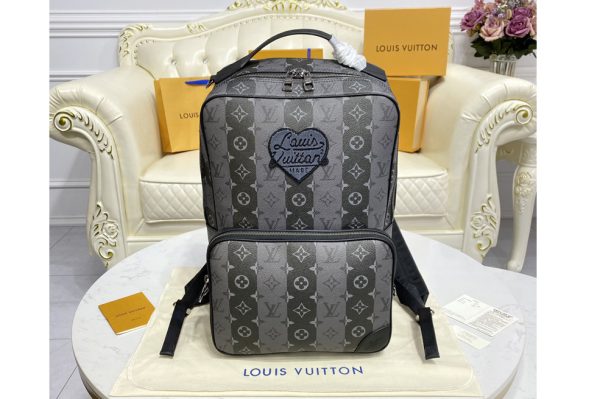 Replica Louis Vuitton M45962 LV Utilitary Backpack in Monogram Stripes Eclipse coated canvas