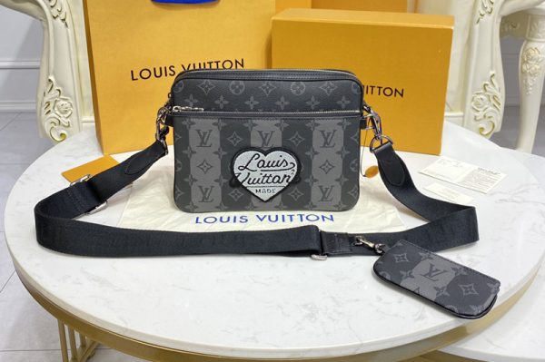 Replica Louis Vuitton M45965 LV Trio Messenger bag in Monogram Stripes Eclipse coated canvas