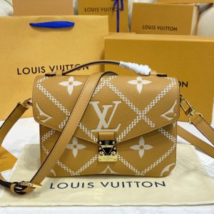 Replica Louis Vuitton M46018 LV Pochette Metis handbag in Beige/Brown Monogram Empreinte leather