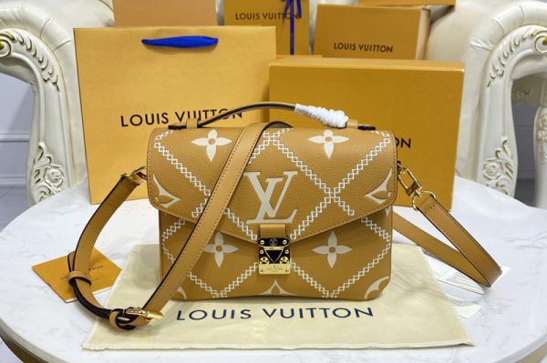 Replica Louis Vuitton M46018 LV Pochette Metis handbag in Beige/Brown Monogram Empreinte leather