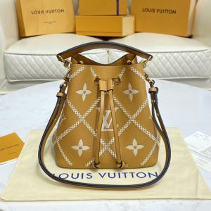 Replica Louis Vuitton M46029 LV NeoNoe bucket bag in Brown/Beige Monogram Empreinte Leather