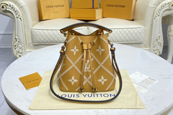 Replica Louis Vuitton M46029 LV NeoNoe bucket bag in Brown/Beige Monogram Empreinte Leather