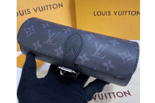 Replica Louis Vuitton M43385 LV 3 Watch Case in Monogram Eclipse Canvas