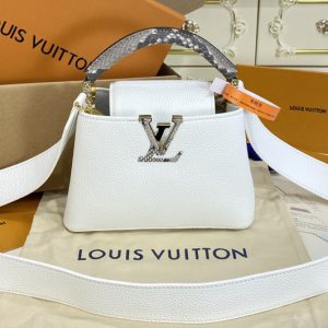 Replica Louis Vuitton N98477 LV Capucines Mini handbag in White Taurillon leather