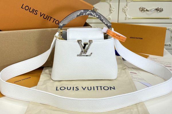 Replica Louis Vuitton N98477 LV Capucines Mini handbag in White Taurillon leather