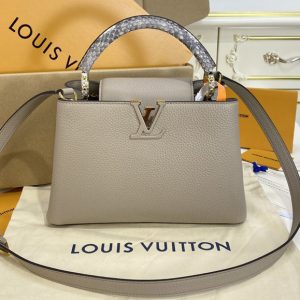 Replica Louis Vuitton N98477 LV Capucines Mini handbag in Grey Taurillon leather