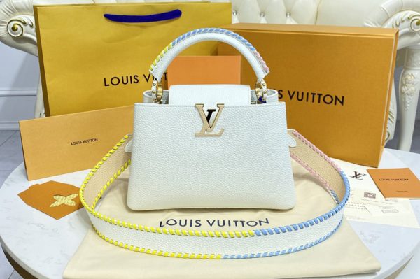 Replica Louis Vuitton M57672 LV Capucines MM handbag in White Taurillon leather