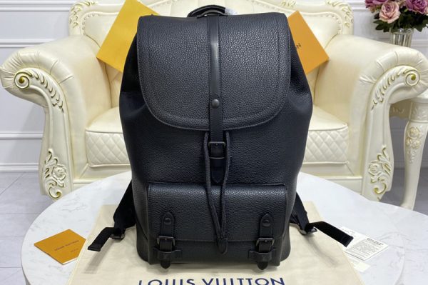 Replica Louis Vuitton M58644 LV Christopher Slim backpack in Black Taurillon leather