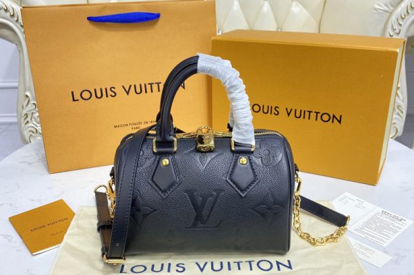 Replica Louis Vuitton M58953 LV Speedy Bandoulière 20 handbag in Black Monogram Empreinte leather