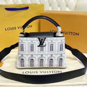 Replica Louis Vuitton M59119 LV Capucines BB handbag in Printed matte calf leather