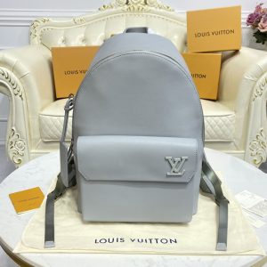 Replica Louis Vuitton M59325 LV Aerogram Backpack in Gray Aerogram cowhide leather