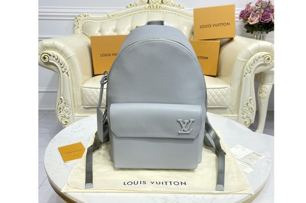 Replica Louis Vuitton M59325 LV Aerogram Backpack in Gray Aerogram cowhide leather