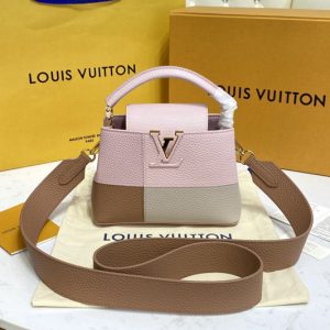 Replica Louis Vuitton M59268 LV Capucines Mini handbag in Rose Taurillon leather and karung leather