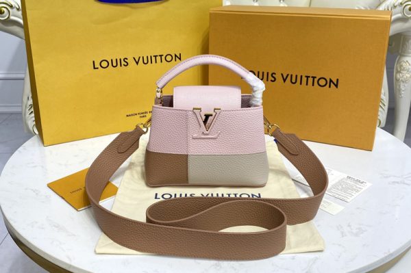 Replica Louis Vuitton M59268 LV Capucines Mini handbag in Rose Taurillon leather and karung leather