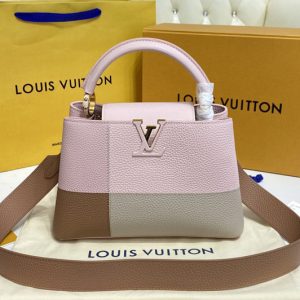 Replica Louis Vuitton M59269 LV Capucines BB handbag in Pink/Brown/Gray Taurillon leather