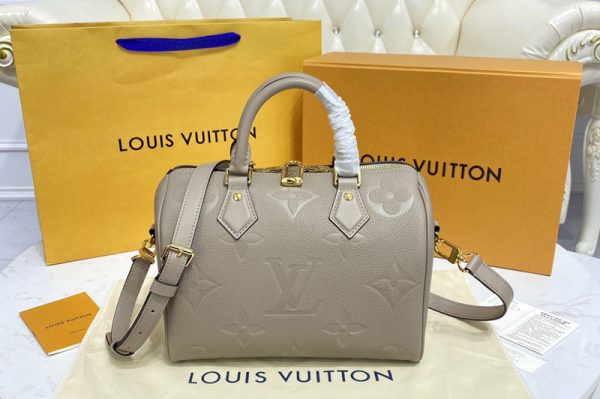 Replica Louis Vuitton M59273 LV Speedy Bandoulière 25 handbag in Tourterelle Monogram Empreinte leather