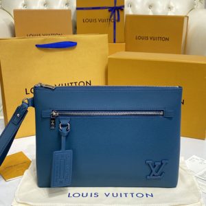 Replica Louis Vuitton M81029 LV Pochette iPad Pouch in Blue Aerogram cowhide leather