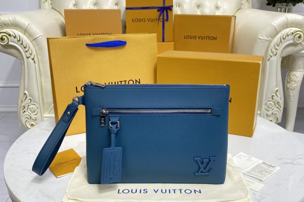 Replica Louis Vuitton M81029 LV Pochette iPad Pouch in Blue Aerogram cowhide leather