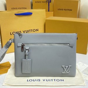 Replica Louis Vuitton M81029 LV Pochette iPad Pouch in Grey Aerogram cowhide leather