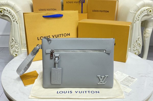 Replica Louis Vuitton M81029 LV Pochette iPad Pouch in Grey Aerogram cowhide leather