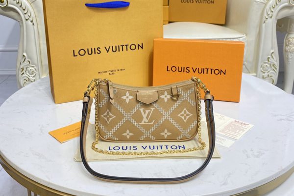 Replica Louis Vuitton M81137 LV Easy Pouch On Strap bag in Beige/Brown Monogram Empreinte leather