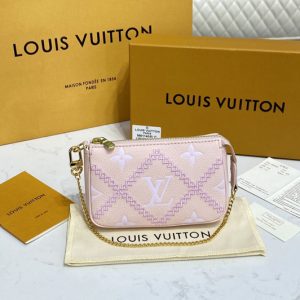 Replica Louis Vuitton M81140 LV Mini Pochette Accessoires in Pink Monogram Empreinte Leather