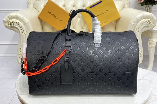 Replica Louis Vuitton M44470 LV Keepall Bandoulière 50 bag in Monogram Empreinte leather