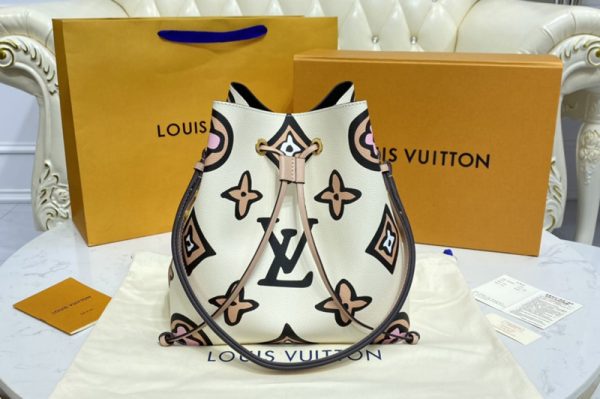 Replica Louis Vuitton M45822 LV NéoNoé MM bucket bag in Cream Monogram coated canvas