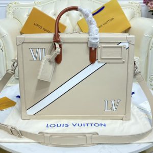 Replica Louis Vuitton M44952 LV Soft Trunk Briefcase Bag in Beige Calf Leather