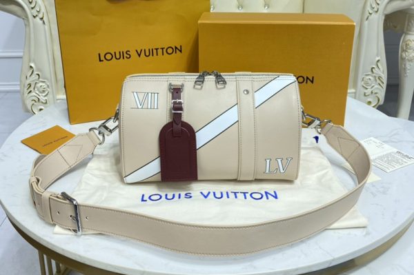 Replica Louis Vuitton M45757 LV City Keepall Bag in Beige Calf Leather