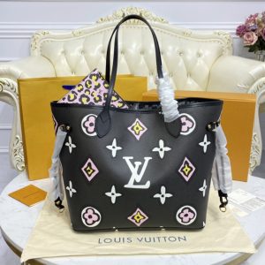 Replica Louis Vuitton M45818 LV Neverfull MM tote bag in Black Autres Toiles Monogram