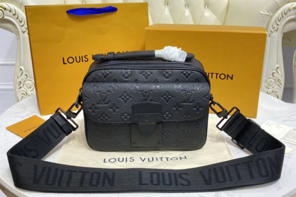 Replica Louis Vuitton M58489 LV S Lock Messenger Bag in Monogram-embossed Taurillon cowhide leather