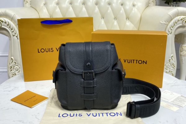 Replica Louis Vuitton M58495 LV Christopher XS backpack in Black Taurillon leather