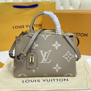 Replica Louis Vuitton M58914 LV Petit Palais tote bag in Tourterelle/Crème Monogram Empreinte Leather