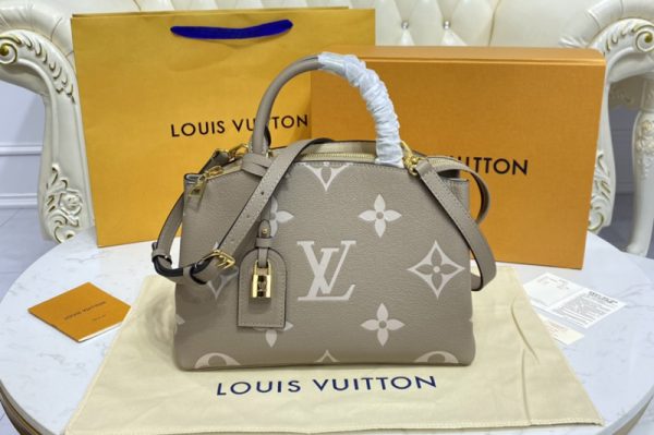 Replica Louis Vuitton M58914 LV Petit Palais tote bag in Tourterelle/Crème Monogram Empreinte Leather