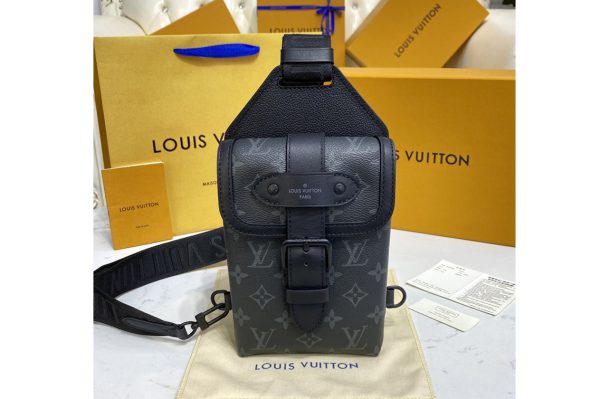 Replica Louis Vuitton M45912 LV Saumur Slingbag Bag on Monogram Eclipse canvas