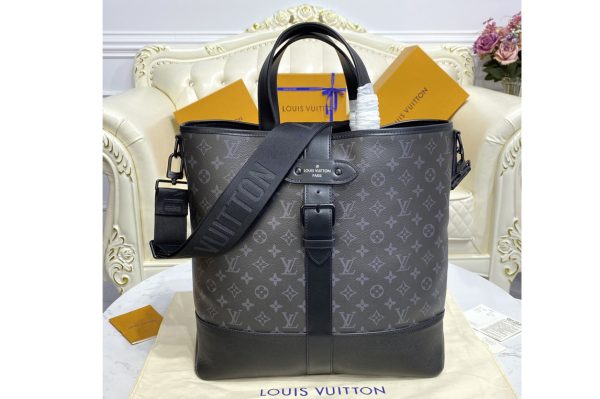 Replica Louis Vuitton M45914 LV Saumur Tote Bag on Monogram Eclipse canvas