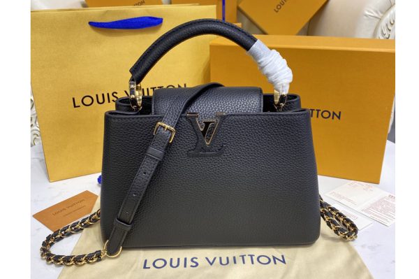 Replica Louis Vuitton M59512 LV Capucines BB handbag in Black Taurillon leather