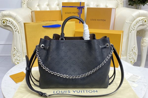 Replica Louis Vuitton M59200 LV Bella Tote Bag in Black Mahina calf leather