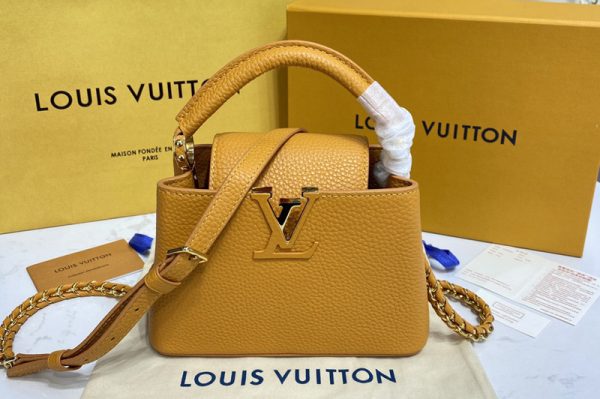 Replica Louis Vuitton M59928 LV Capucines Mini handbag in Brown Taurillon leather