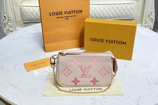 Replica Louis Vuitton M80501 LV Mini Pochette Accessoires in Pink Monogram Empreinte leather