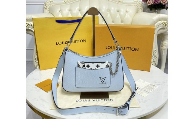 Replica Louis Vuitton M80794 LV Marelle handbag in Blue Epi Leather