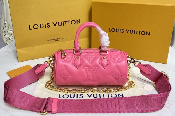 Replica Louis Vuitton M59826 LV Papillon BB handbag in Pink Quilted and embroidered smooth calf leather