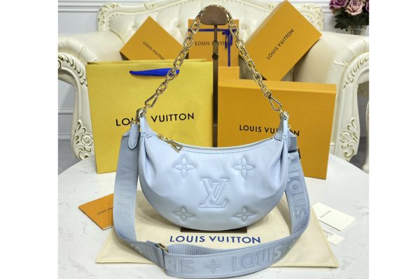 Replica Louis Vuitton M59825 LV Over The Moon Bag in Blue Quilted and embroidered smooth calf leather