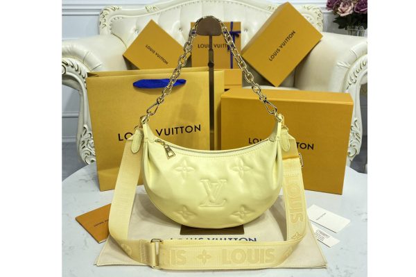 Replica Louis Vuitton M59823 LV Over The Moon Bag in Yellow Quilted and embroidered smooth calf leather