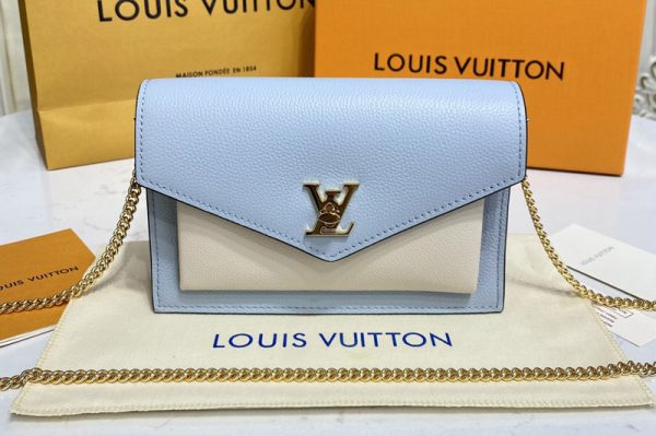 Replica Louis Vuitton M81436 LV Mylockme Chain Pochette Bag in Blue Calf leather